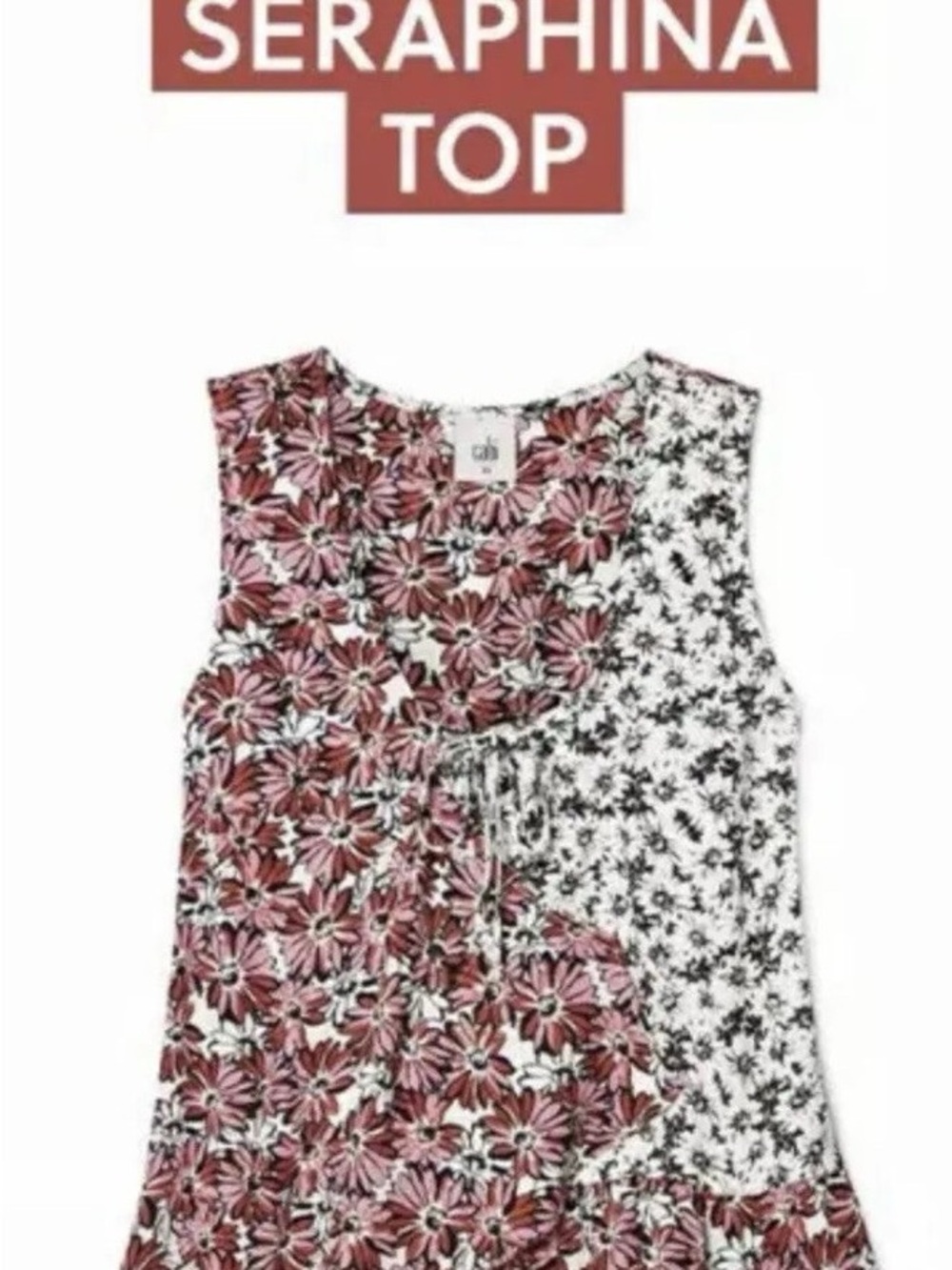 CAbi Seraphina Mixed Floral Tank Top - Pink & White